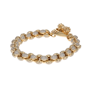 Link Shot Product shot of 10k Gold Large Infinity Link Bracelet w/ Pave Diamonds on white background