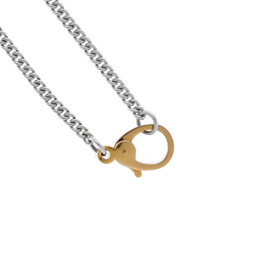 Small Curb Link Chain with Small 10k Gold and Pave Diamond Lobster