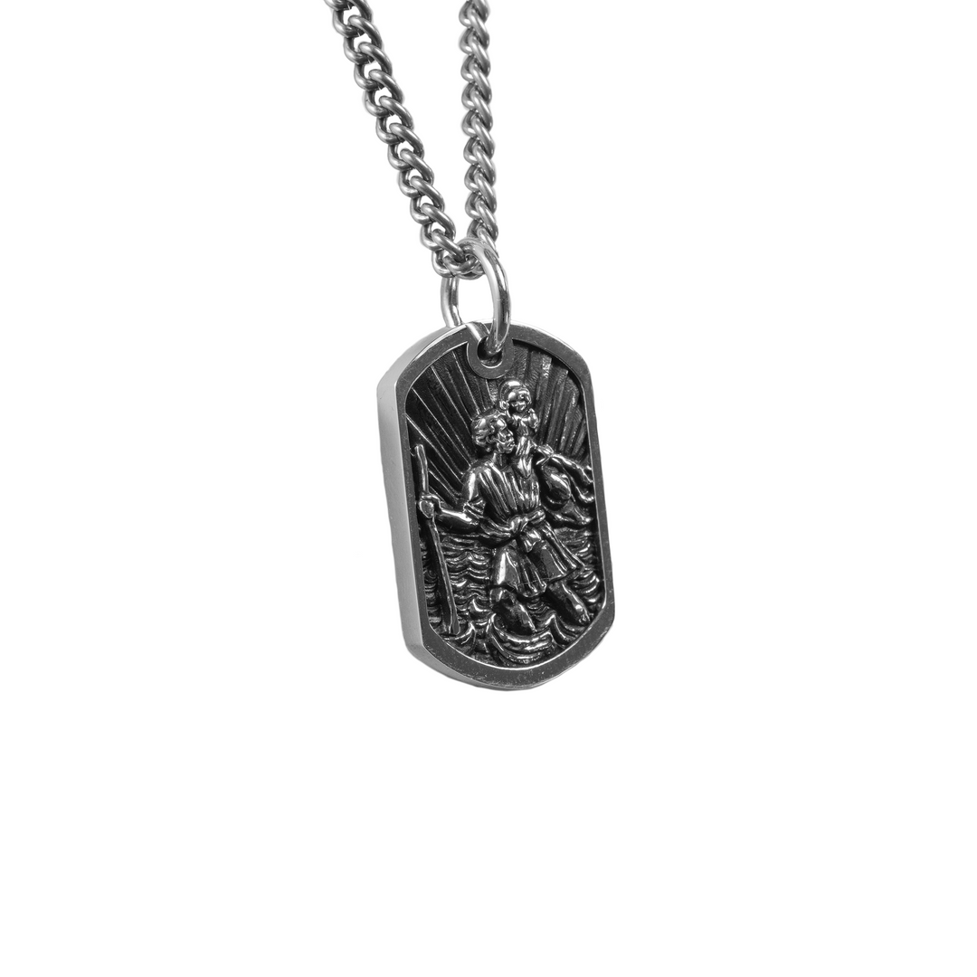 Saint Christopher Dog Tag Pendant depth view