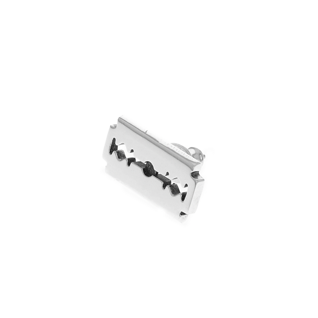 Product shot of razor blade stud earring