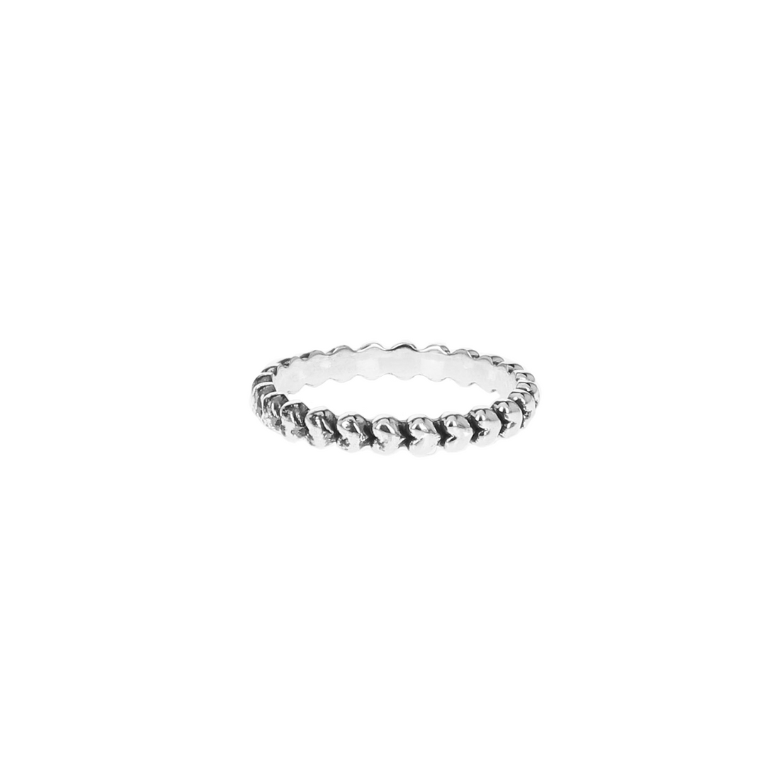 micro stackable silver heart ring