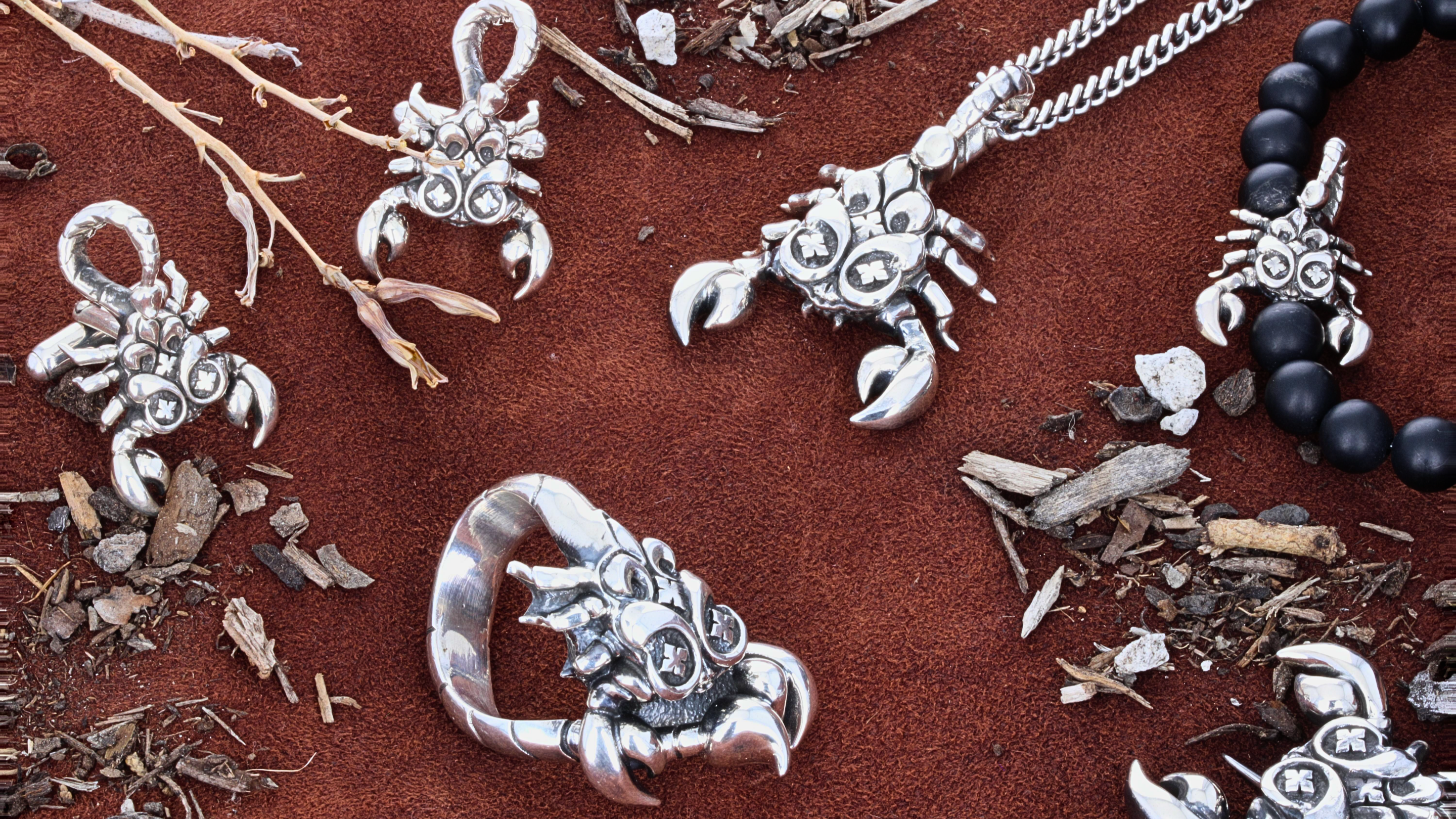Scorpion jewelry on suede