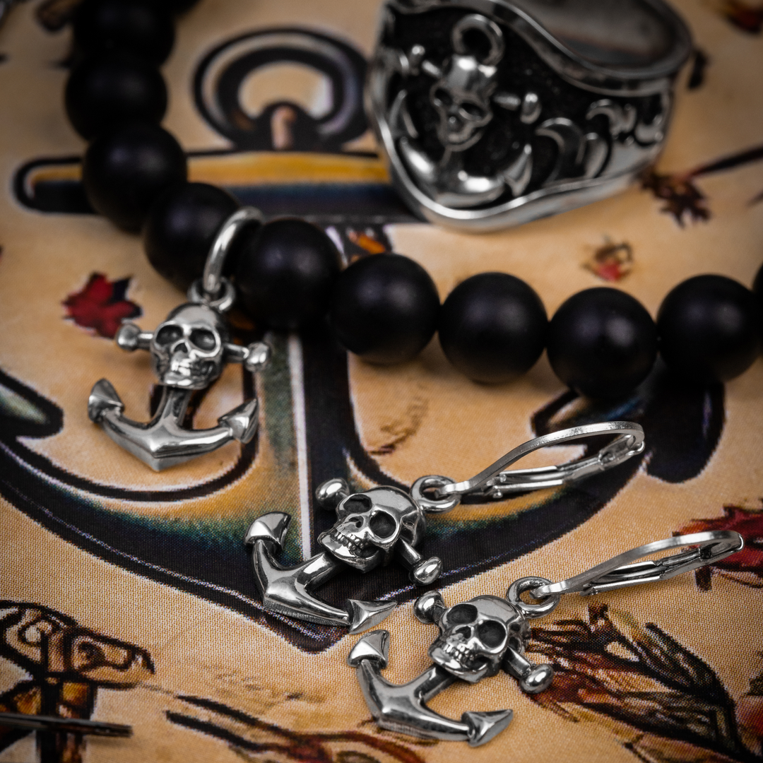 Skull Anchor Collection on Printed Background