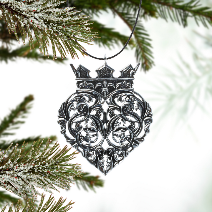 Baroque Crowned Heart Ornament with tree branches