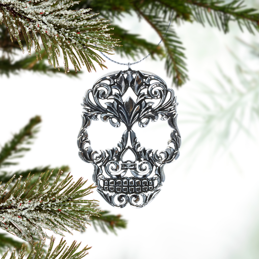 Baroque Skull Ornament with tree branches