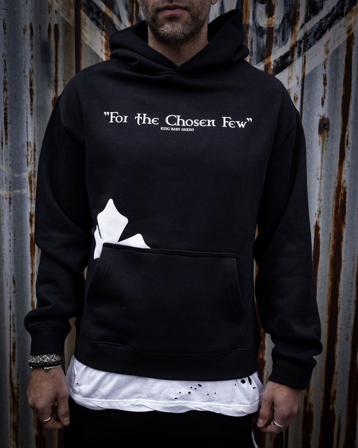 For The Chosen Few Hoodie on model front view with jewelry