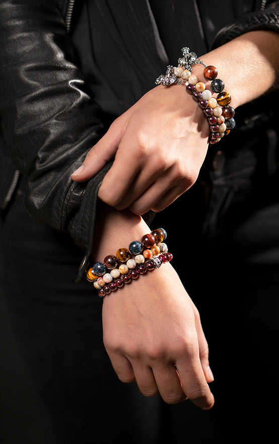 Black Obsidian Bracelet with Silver Toggle