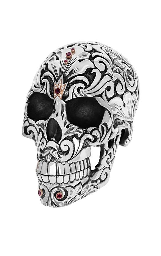 Silver Skull Sculpture