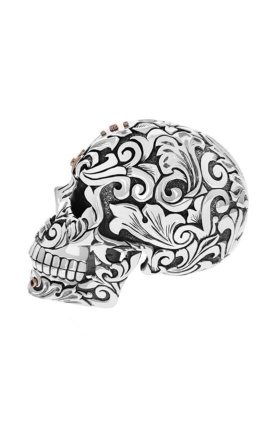 Silver Skull Sculpture