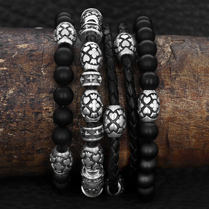 Onyx Beaded Bracelet With Motif Barrel Bead