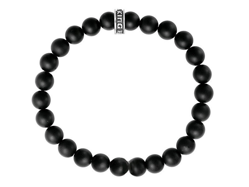 8mm Onyx Bead Bracelet w/ Logo Ring