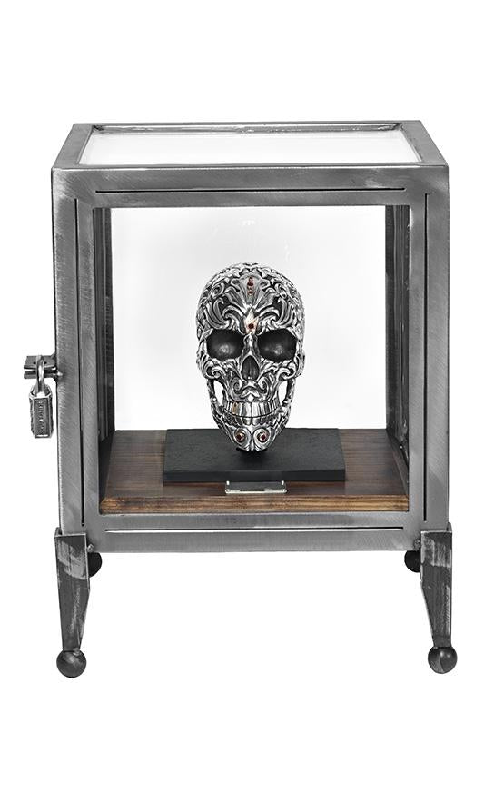 Silver Skull Sculpture