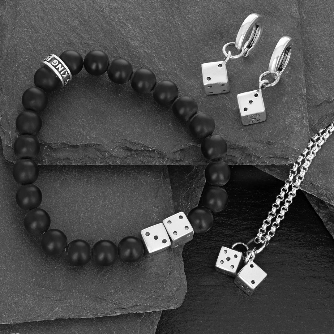 Eight Segment Black Onyx Cylinder Bracelet w/ 925 Sterling Silver Links Eight Segment Black Onyx Cylinder Bracelet w/ 925 Sterling Silver Links