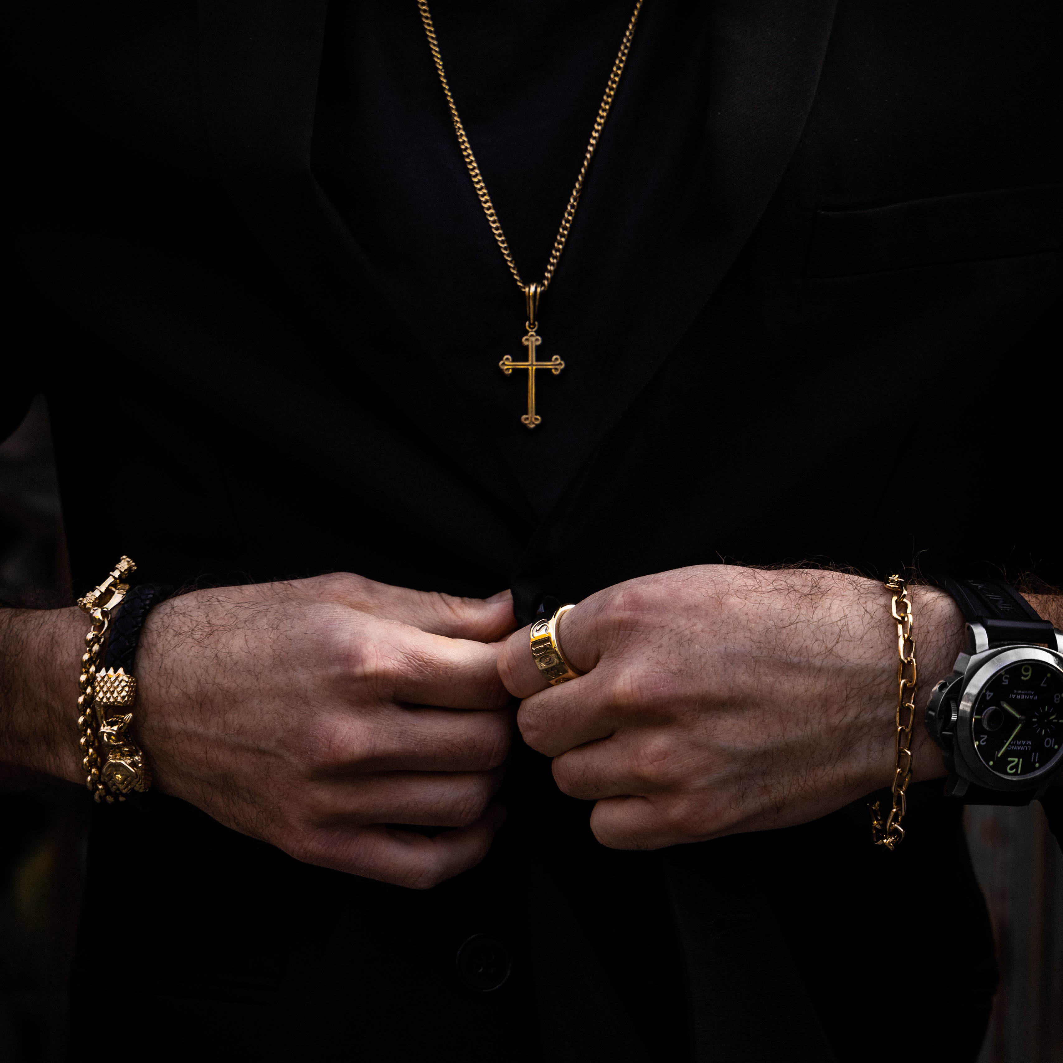 10K Yellow Gold Traditional Cross Pendant NO CHAIN OS King Baby Studio