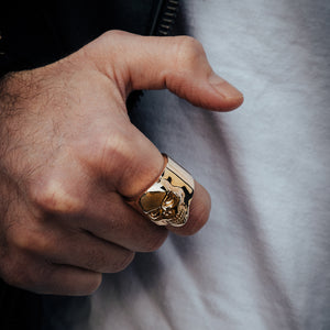 10K Gold Small Classic Skull Ring on model