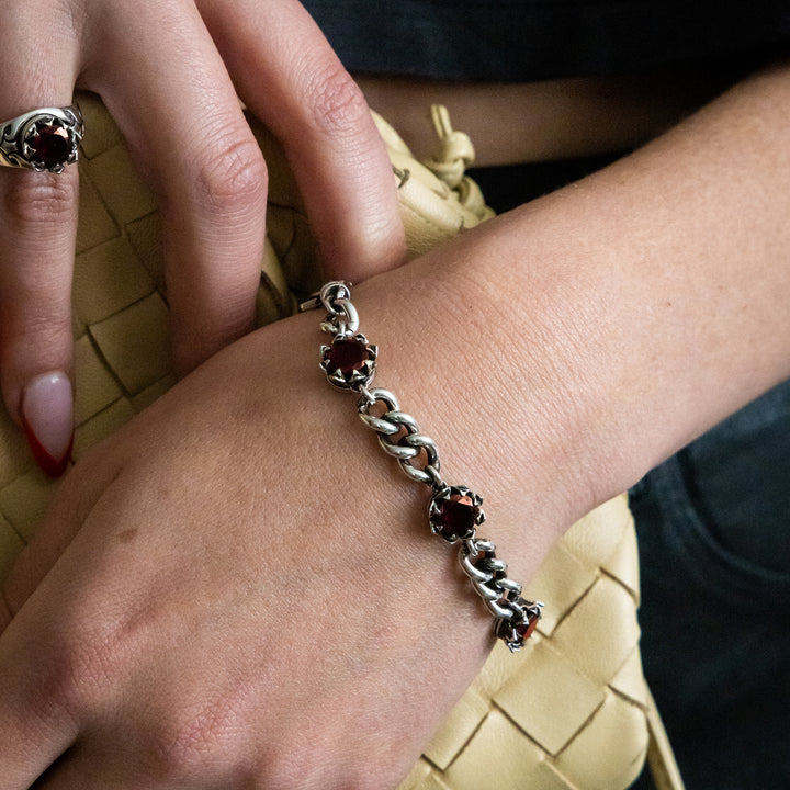 Crowned Garnet Bracelet