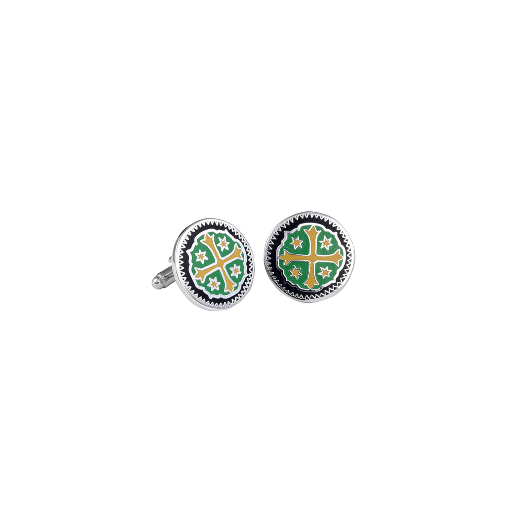 Enamel Shipwreck Cross Round Cufflinks