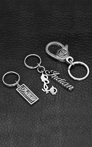 King Baby Indian Motorcycle Script Logo Key Fob with Large Motorcycle Charm