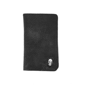 Bifold Stingray Card Holder Wallet w/ Silver Skull