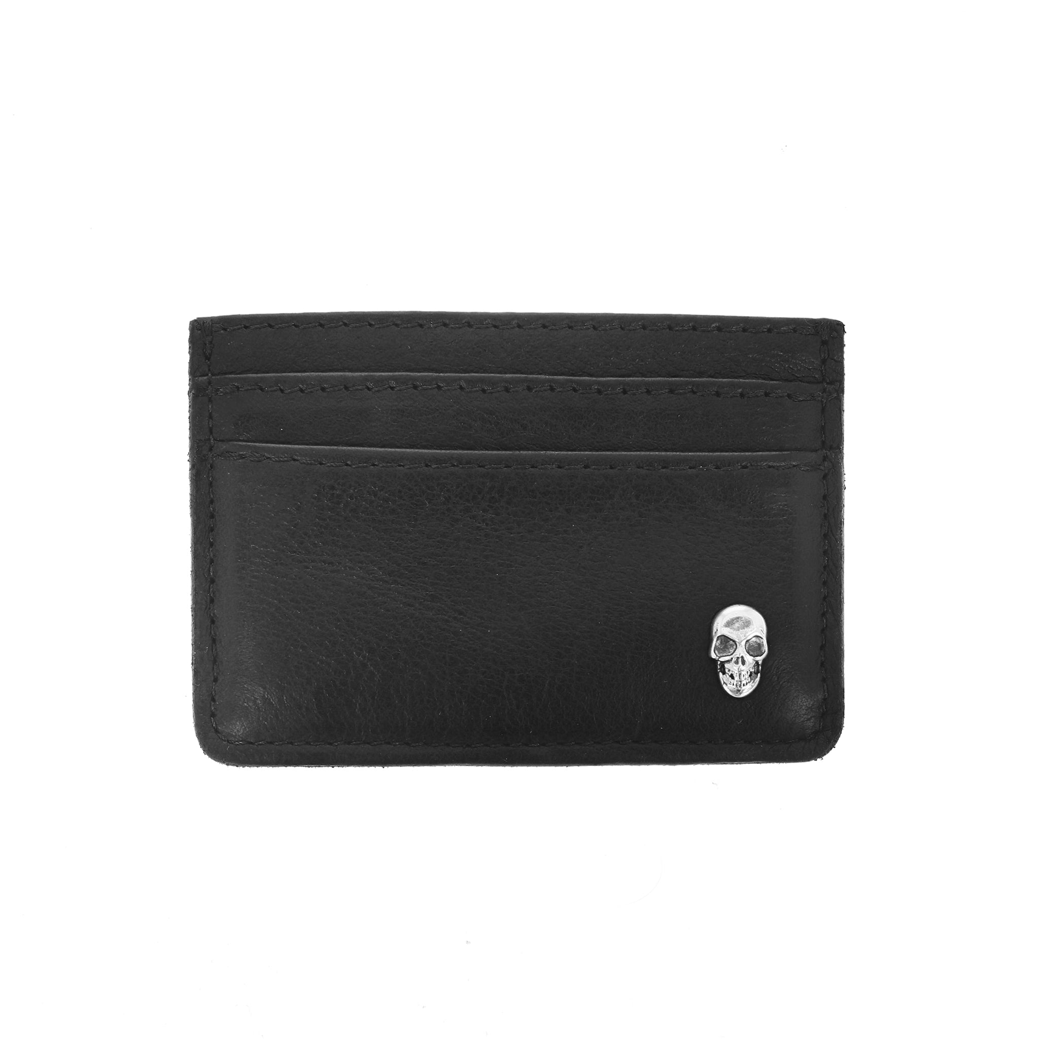 Horizontal Card Holder Wallet w/ Silver Skull