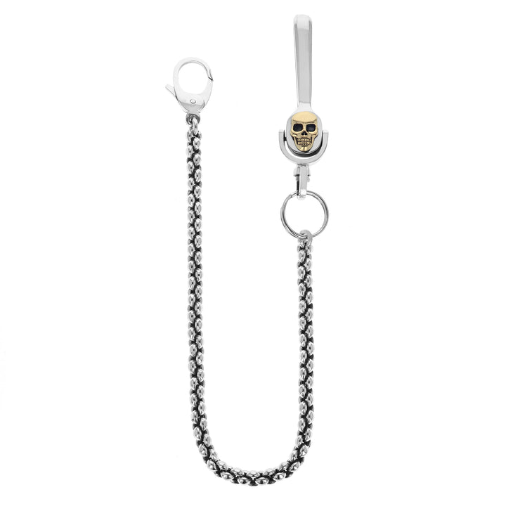 Infinity Link Wallet Chain w/ Gold Alloy Skull Motif