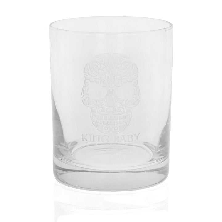 Etched Baroque Skull Rocks Glass