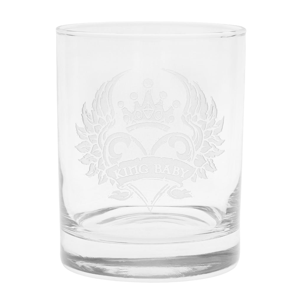 Etched Winged Heart Rocks Glass