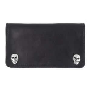 Black Leather Wallet with Skull Snaps