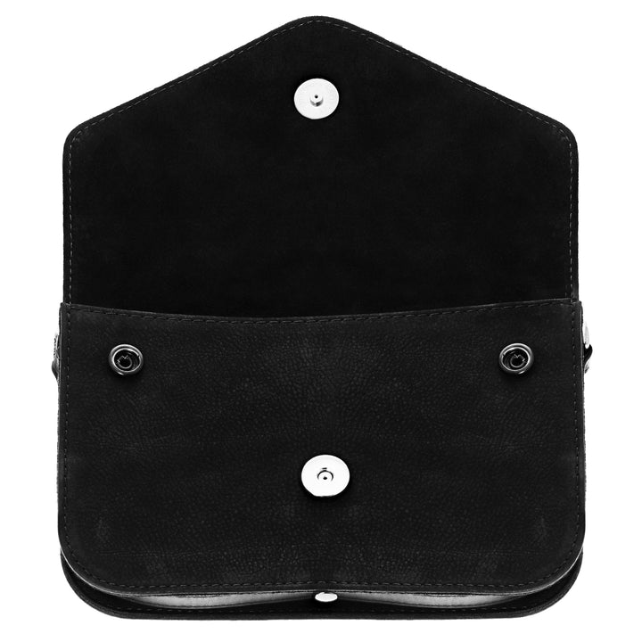 Leather Convertible Crossbody Bag w/ Skull Snap