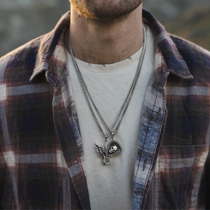 Studded Skull Guitar Pick Pendant