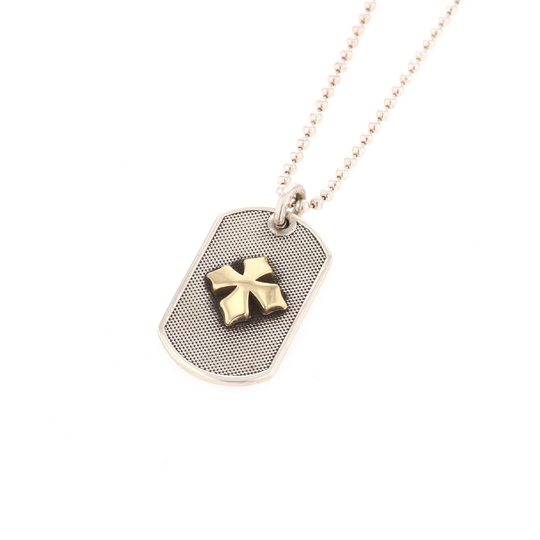 Two-Tone MB 18k Cross Dog Tag