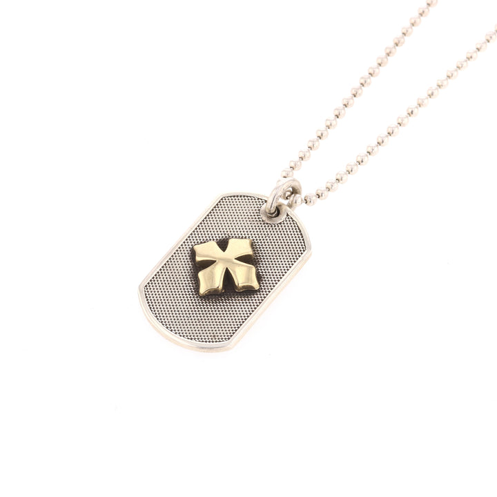 Two-Tone MB 18k Cross Dog Tag