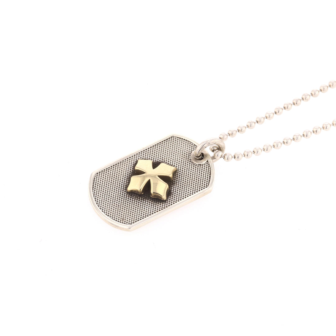 Two-Tone MB 18k Cross Dog Tag