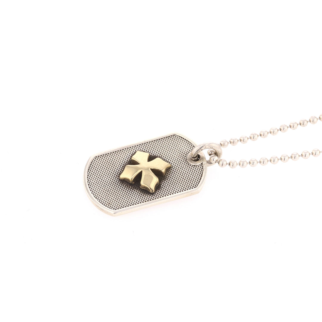 Two-Tone MB 18k Cross Dog Tag