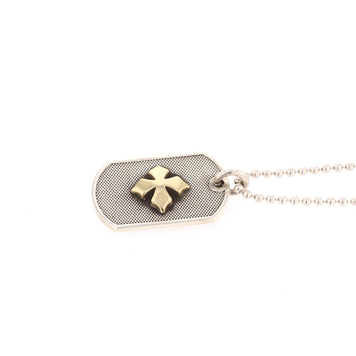 Two-Tone MB 18k Cross Dog Tag