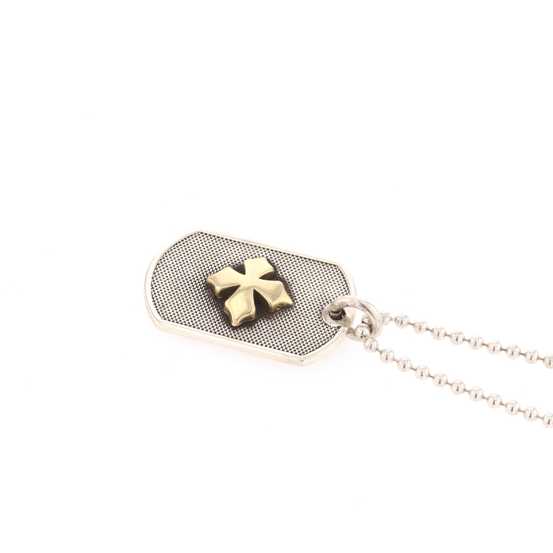 Two-Tone MB 18k Cross Dog Tag