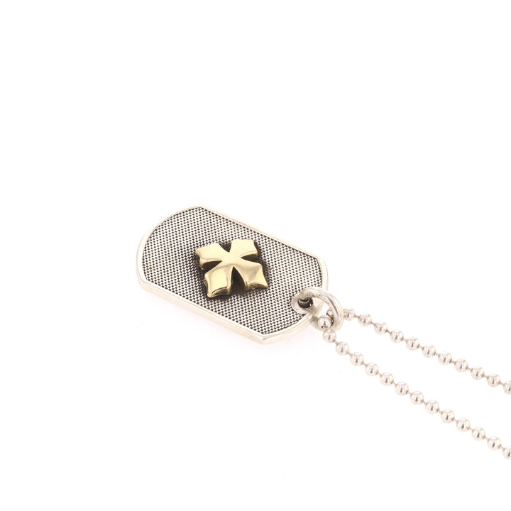 Two-Tone MB 18k Cross Dog Tag