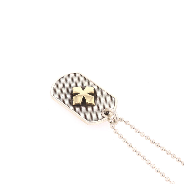 Two-Tone MB 18k Cross Dog Tag