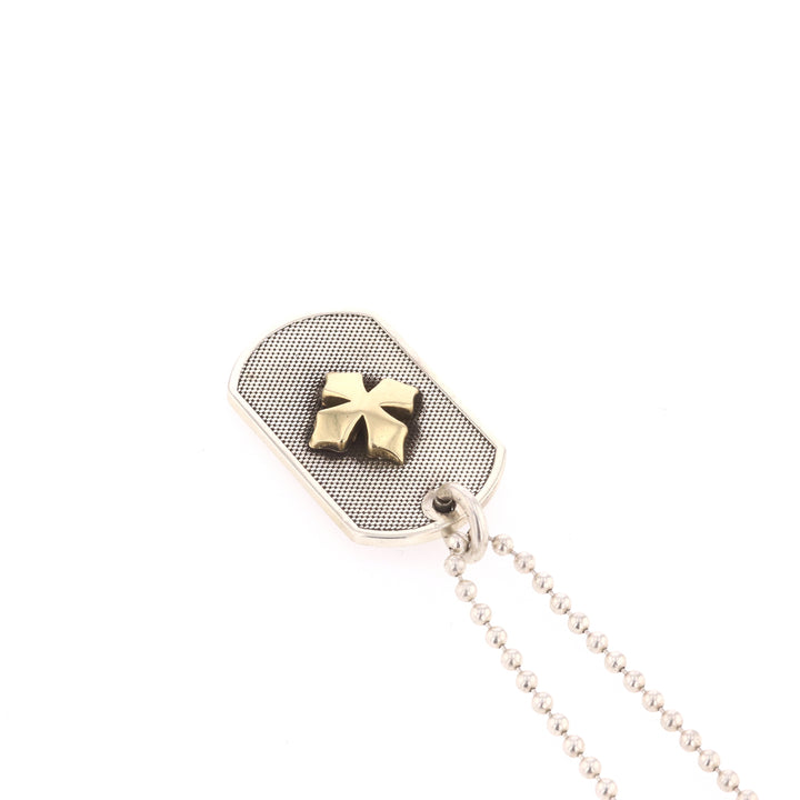 Two-Tone MB 18k Cross Dog Tag