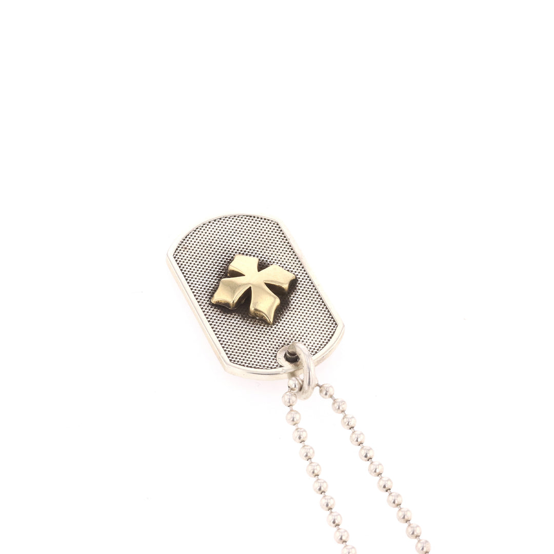 Two-Tone MB 18k Cross Dog Tag