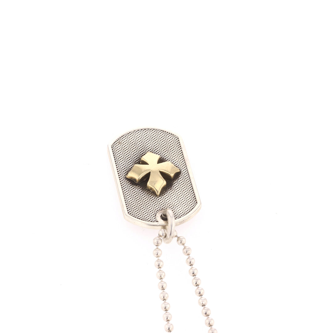 Two-Tone MB 18k Cross Dog Tag