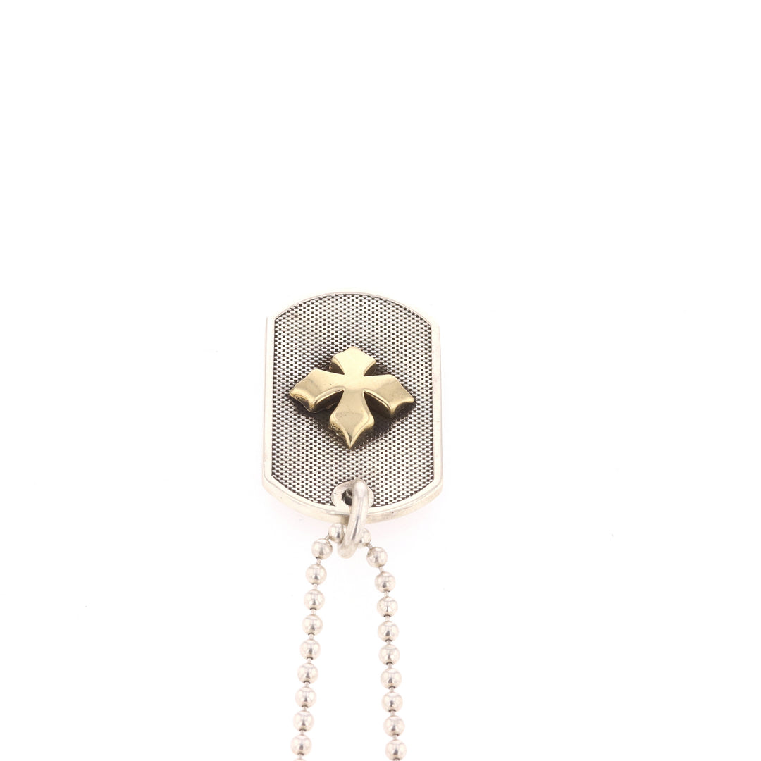 Two-Tone MB 18k Cross Dog Tag