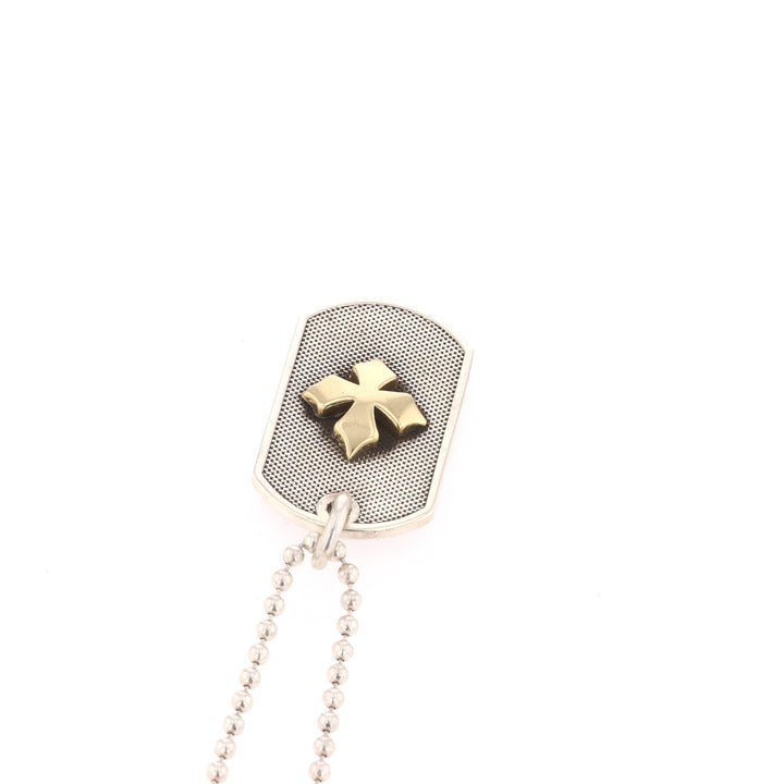 Two-Tone MB 18k Cross Dog Tag