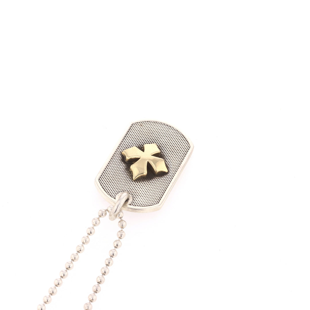 Two-Tone MB 18k Cross Dog Tag