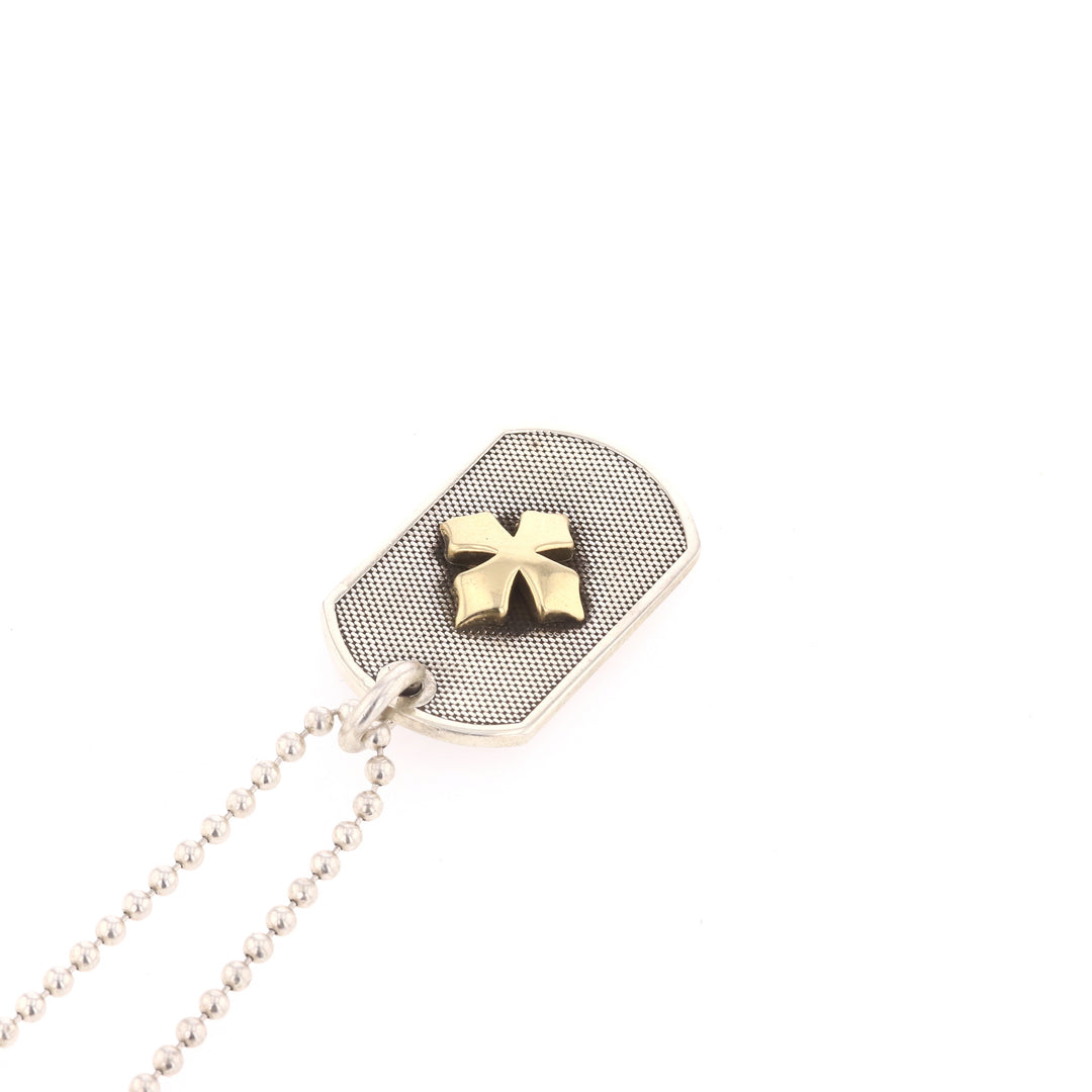 Two-Tone MB 18k Cross Dog Tag