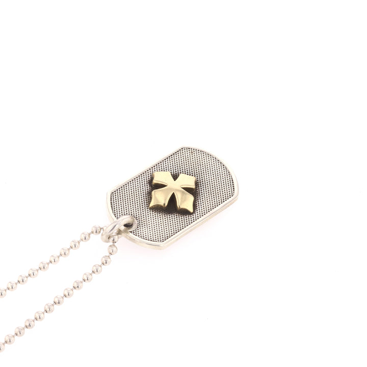 Two-Tone MB 18k Cross Dog Tag