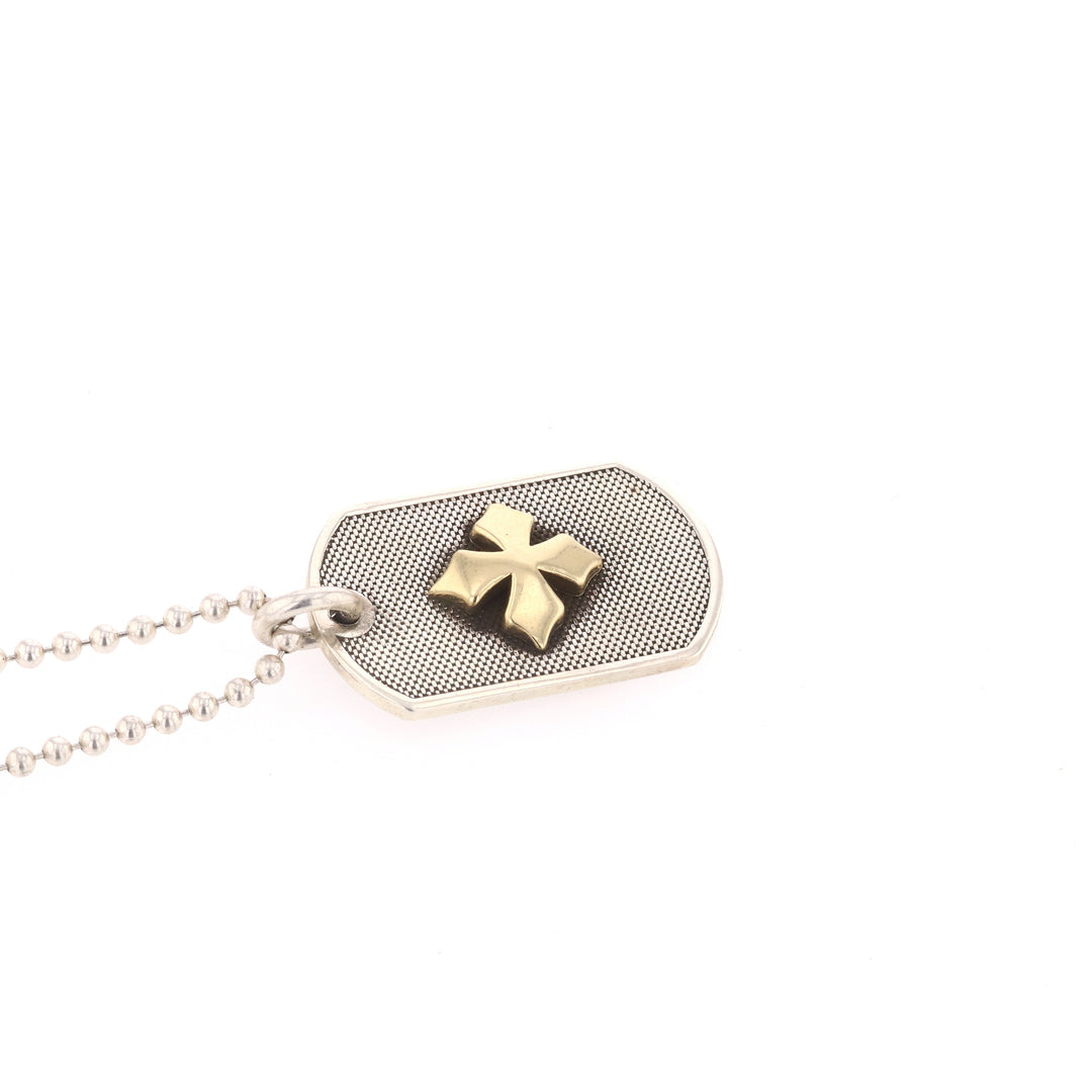 Two-Tone MB 18k Cross Dog Tag