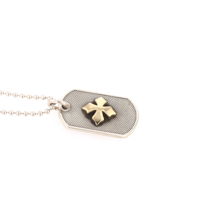 Two-Tone MB 18k Cross Dog Tag