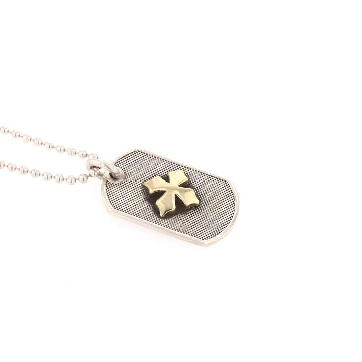 Two-Tone MB 18k Cross Dog Tag