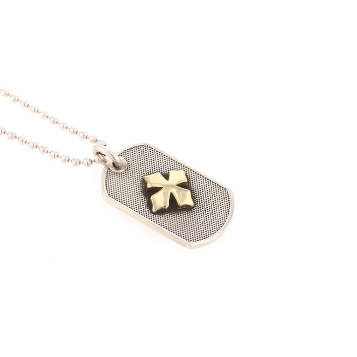 Two-Tone MB 18k Cross Dog Tag